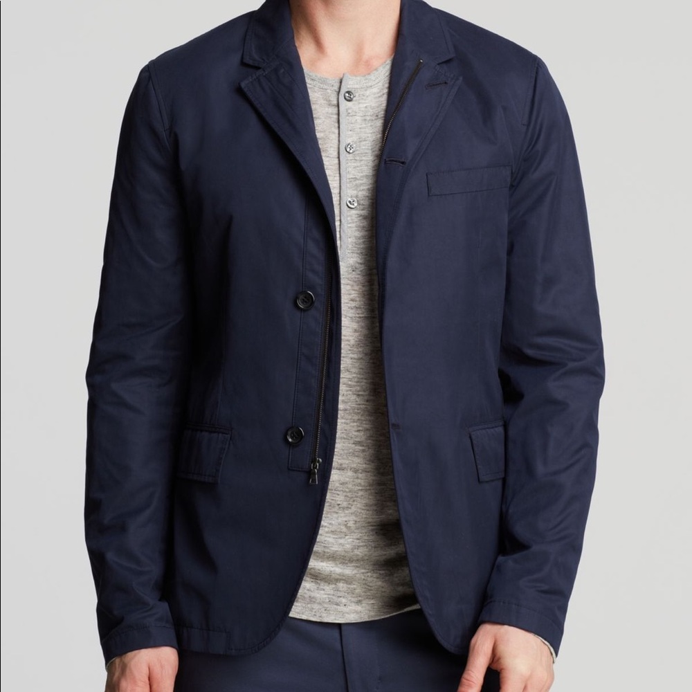 Vince Three-Button Tech Blazer Jacket, Navy Blue - Picture 3 of 3